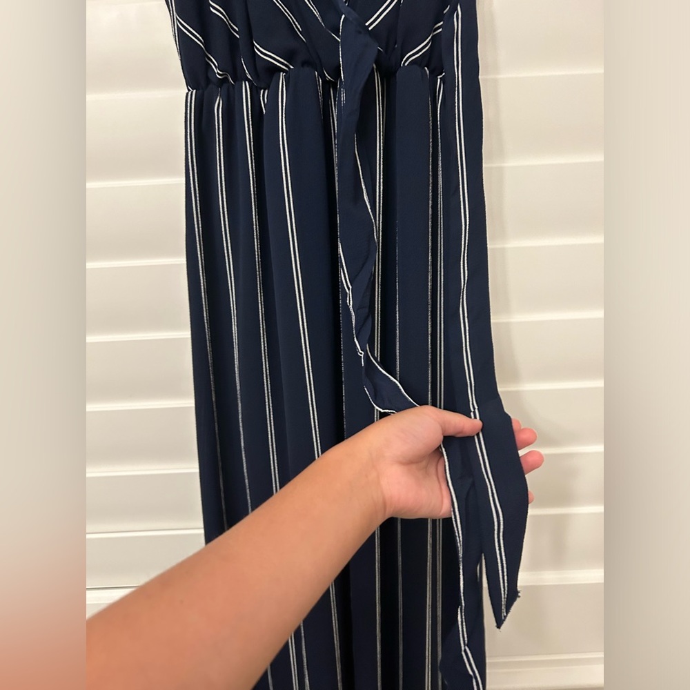Scobe Navy Dress with White Stripes - Picture 9 of 9